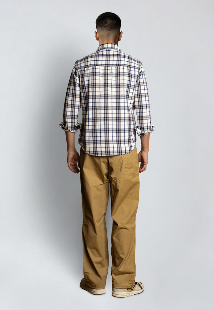 Fat Moose ADRIAN FLANNEL SHIRT Skjorte L/S Ecru/Dark navy