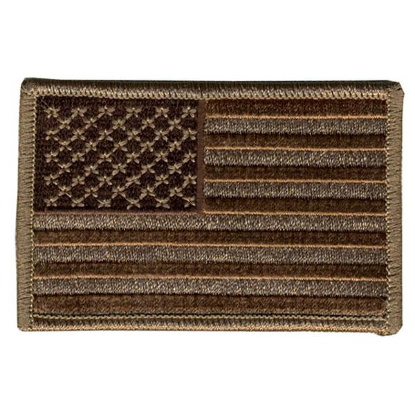American Flag Patch Brown 3 Inch: Heat-sealed backing for easy iron-on application