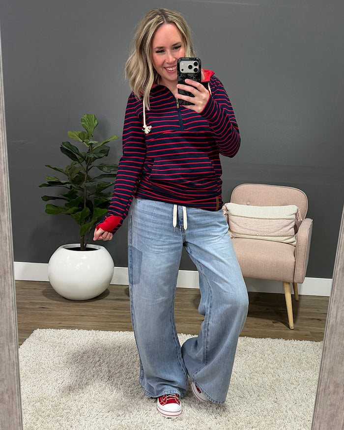 Ampersand Ave Sailaway Stripes HalfZip Sweatshirt SALE Ampersand Ave