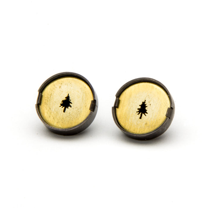 Brass Tree Silhouette Earrings