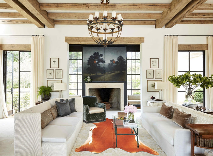 Brown and White Regular Cowhide Rug #B3018