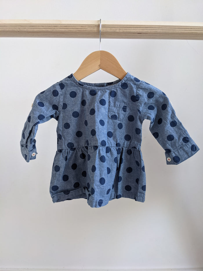 Carter's Long Sleeve Chambray Polka Dot Shirt (6-12M)