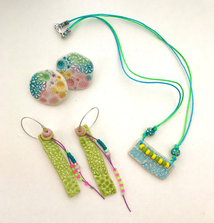 Ceramic Necklace in blue and green