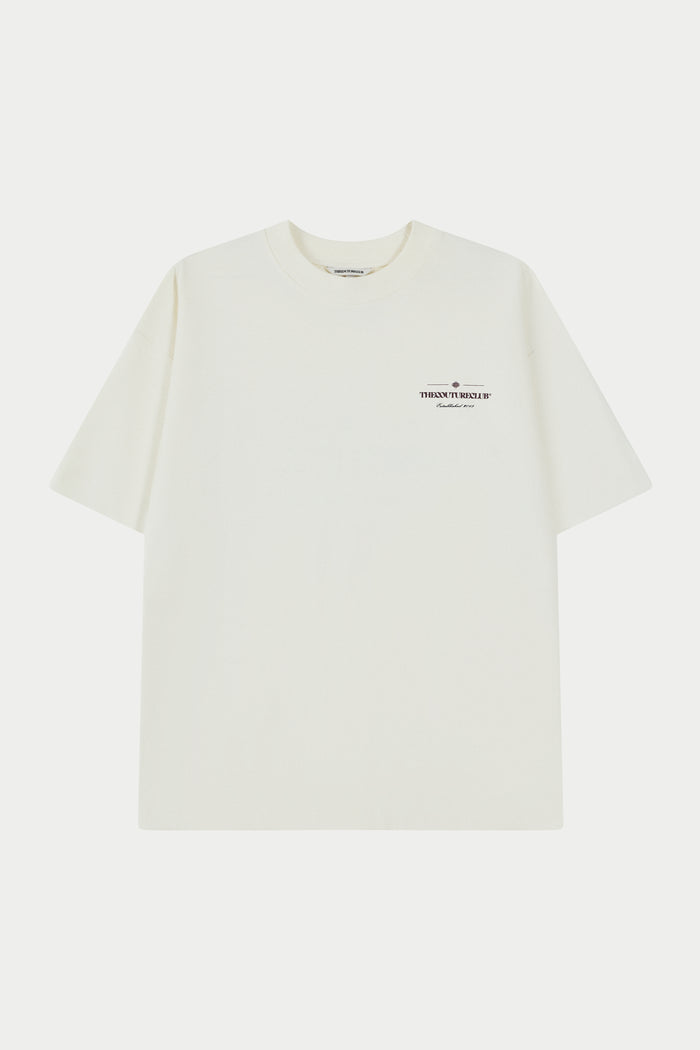 COPYRIGHT MULTI GRAPHIC T-SHIRT - OFF WHITE BURGUNDY
