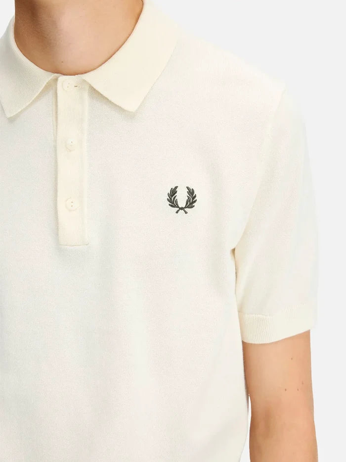 FRED PERRY Cotton Knitted Shirt - Ecru - Shirts T-SHIRT