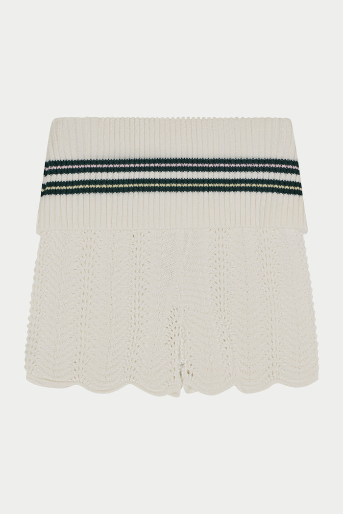 CROCHET KNITTED FOLDOVER SHORTS - FOREST GREEN
