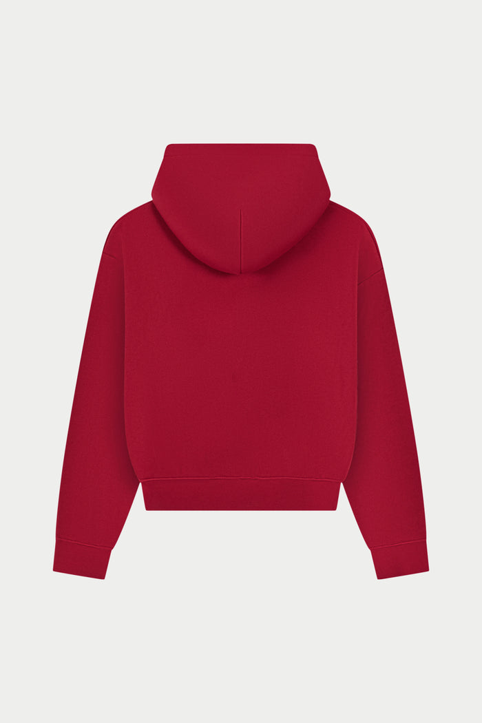 CTRE ZIP THROUGH RELAXED HOODIE - CHERRY