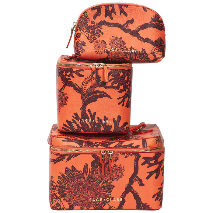 Delphine Large Vanity Case - Vivid Coral