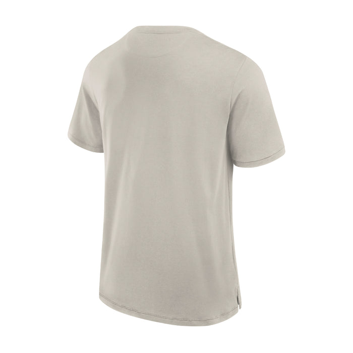 Back view of light tan t-shirt
