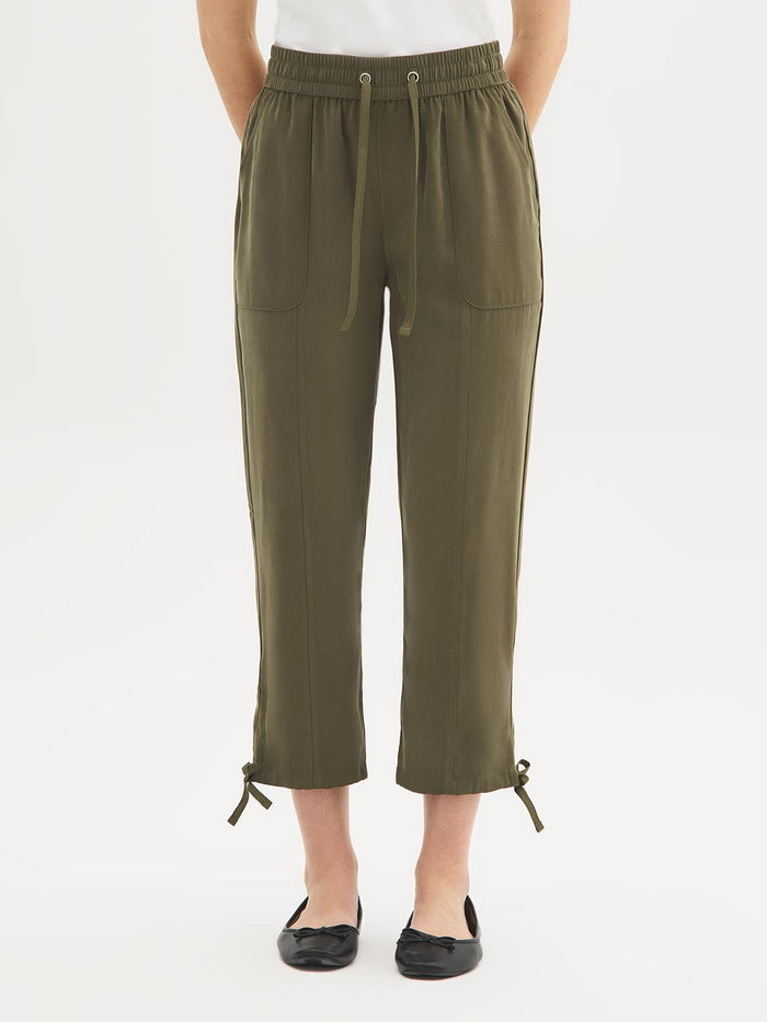Drawstring Twill Capri Pants by Suzy.