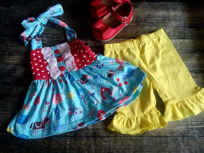 Farm Scene Halter top SET
