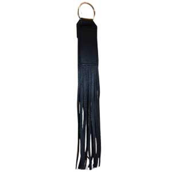 Fringed Key Ring Black: Leather fringe keychain