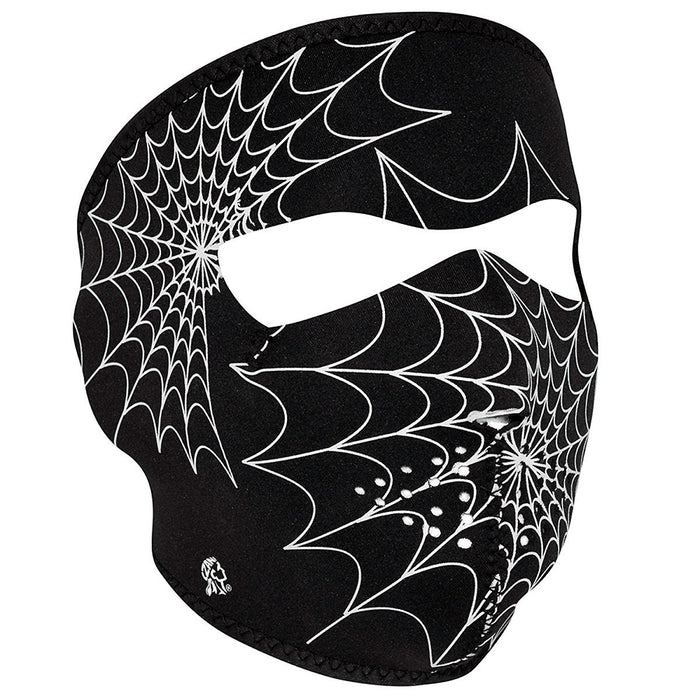 Full Mask Glow Spider Web Black: The ZAN Headgear Neoprene Face Mask features full coverage of the face and ears with stretch