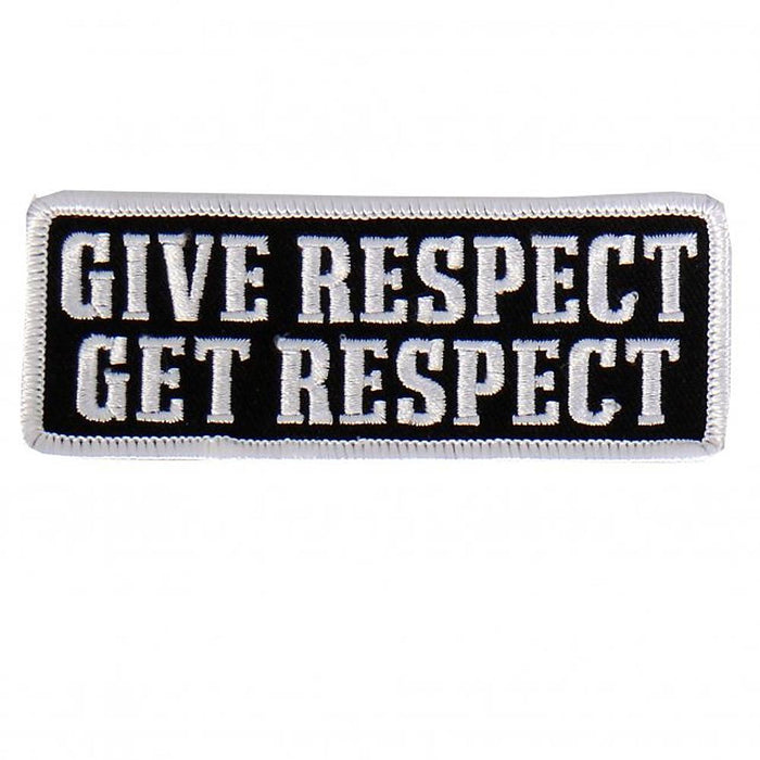 Give Respect Get Respect White Border Patch: Description
Give Respect Embroidered Patch with heat sealed backing