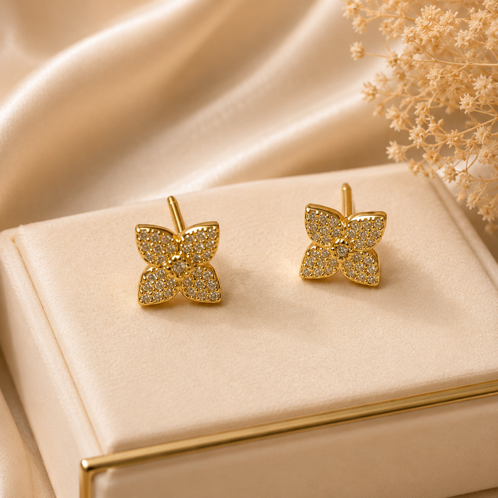 Golden Flower Sparkle Ohrringe