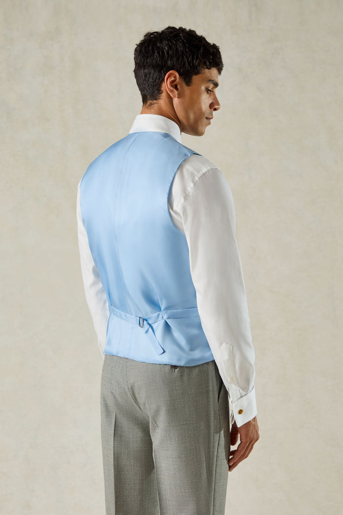 Hutton Double Breasted Waistcoat Blue Plain