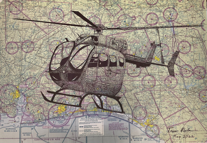 Lakota Helicopter Print on Map By Trever Nielsen