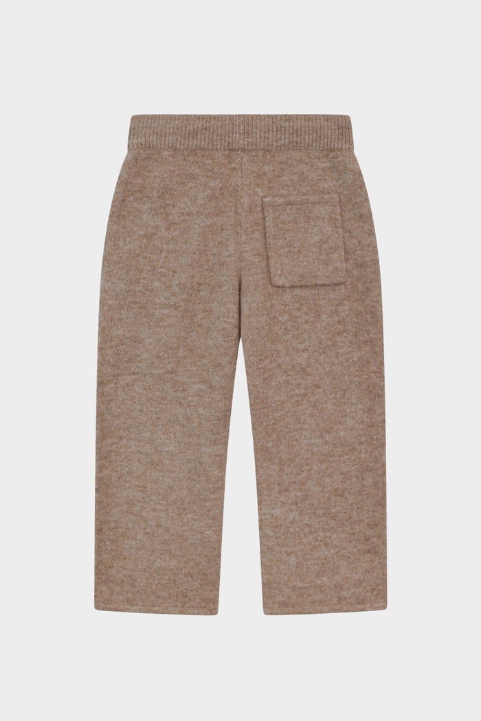 JUNIOR EMBLEM FLUFFY KNIT JOGGERS - BEIGE