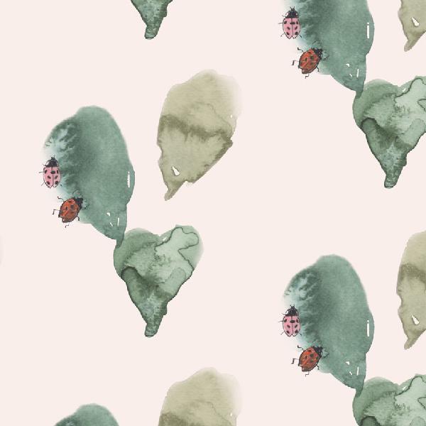 Ladybird Wallpaper White Green- Price Pre Roll