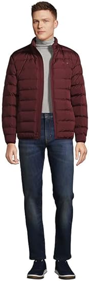 Lands' End Men's Puffer Down Jacket Rich Burgundy
