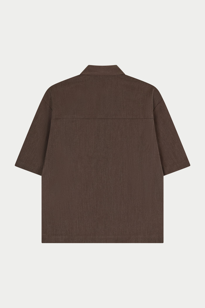 LASER CUT EMBLEM SHIRT - BROWN