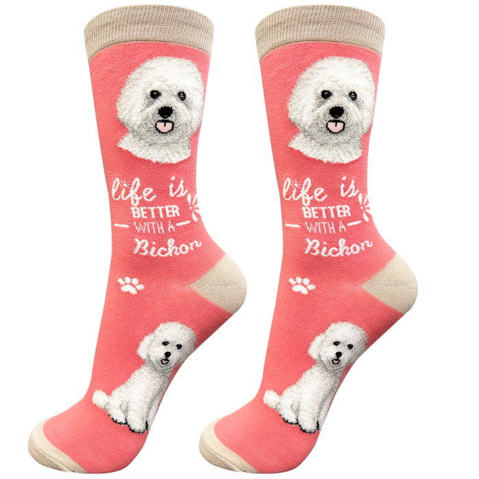 Life is Better Socks Bichon Frise