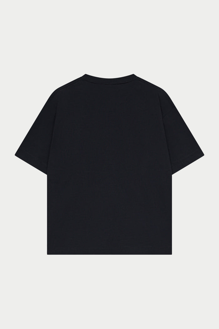 Black t-shirt on a white background