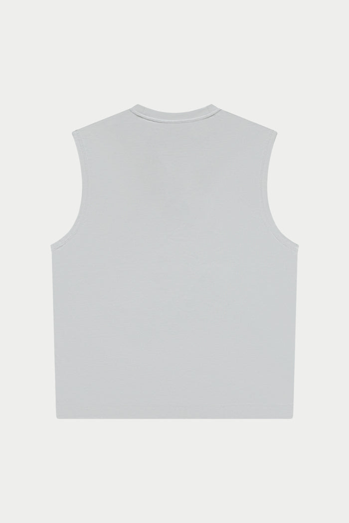 White sleeveless shirt on a white background