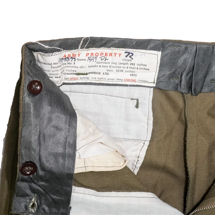 NZ Army 1970s Service Dress Trousers - 73cm, Small - New Zealand Army Surplus - Dress Trousers