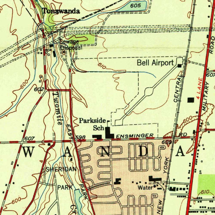 Old Map of Buffalo, New York by USGS, 1950 – Grand Island, Niagara River & Lake Erie