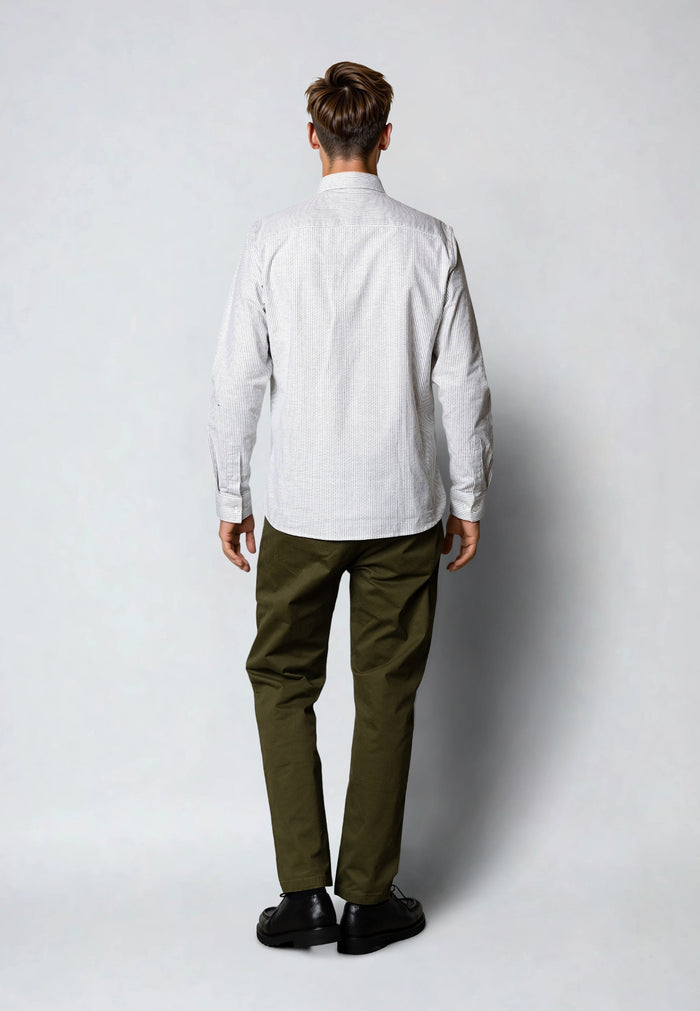 Clean Cut Copenhagen OXFORD STRIPED STRETCH SHIRT Skjorte L/S Dusty green striped