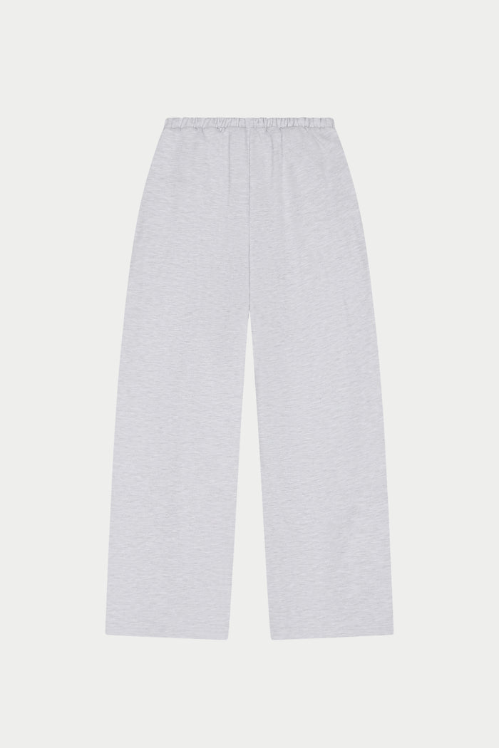 PLEAT DETAIL WIDE LEG JOGGERS - GREY MARL