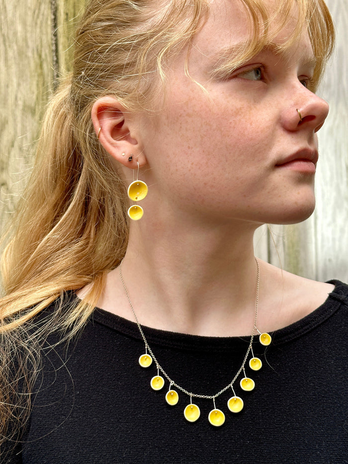 Porcelain Canary Yellow Dot Necklace