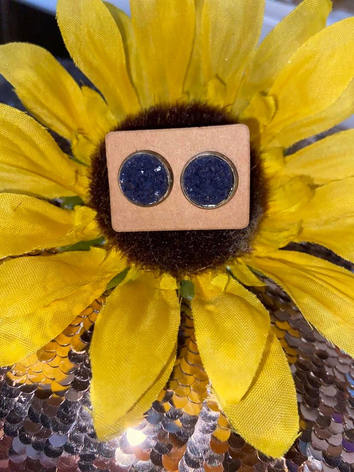 Purple/Blue Druzy Stone Stud Earring