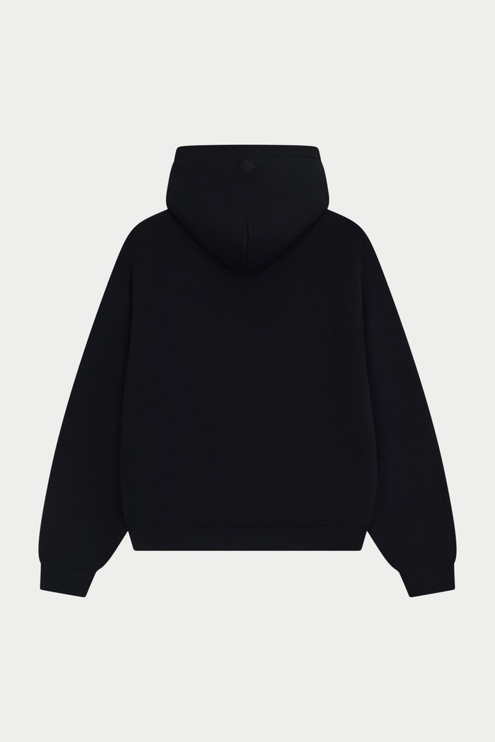 RETRO SPORT CTRE GRAPHIC ZIP THROUGH HOODIE - BLACK