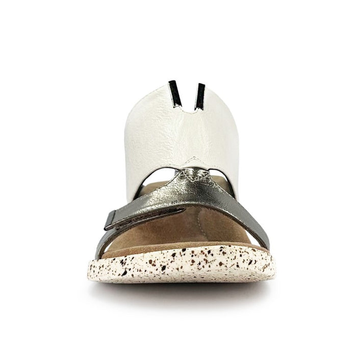 Reversable low wedge sandals, white and black shoes 201100-04-Kleo-05