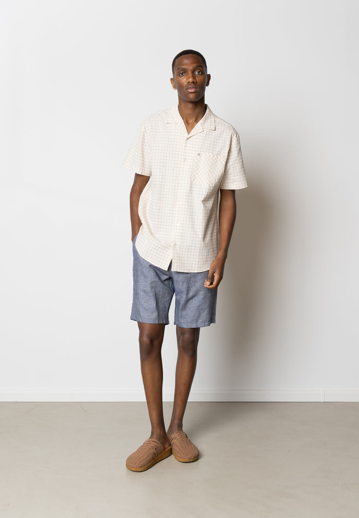 Clean Cut Copenhagen ROMAN LINEN SHORTS Shorts Navy Melange