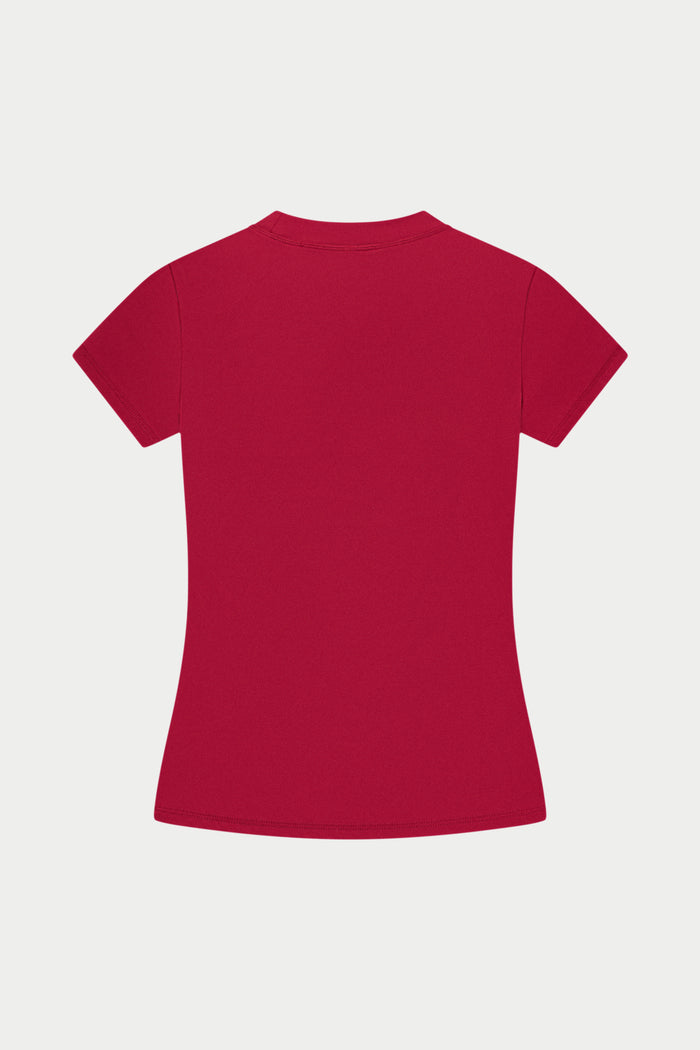 SCULPTING STRETCH BABY TEE - CHERRY
