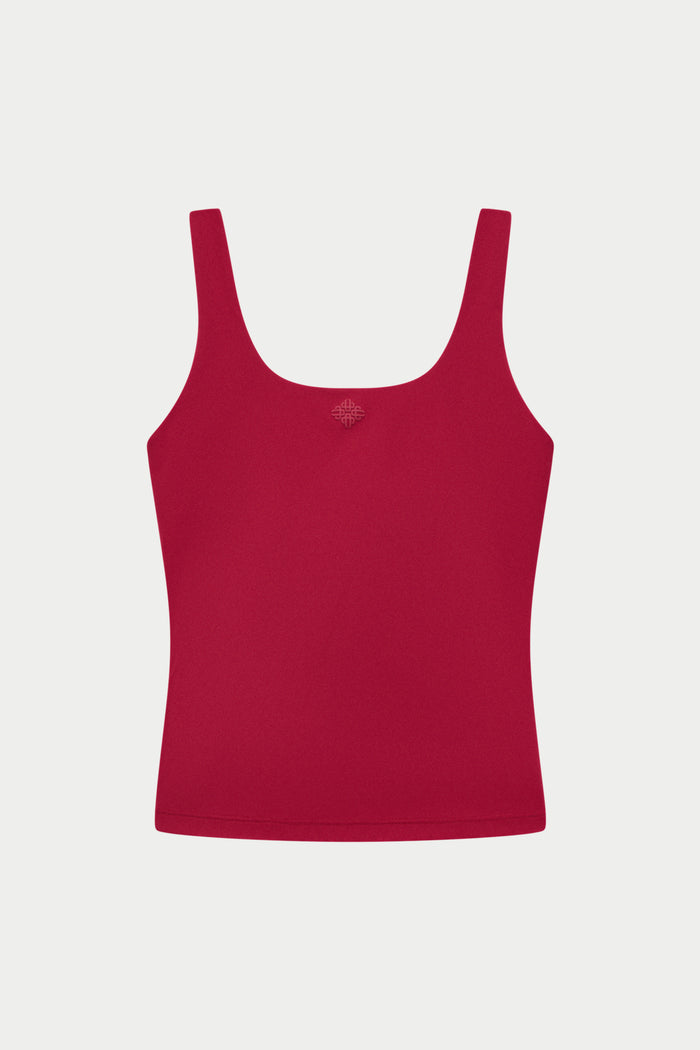 SCULPTING STRETCH SCOOP NECK SPORTS TOP - CHERRY