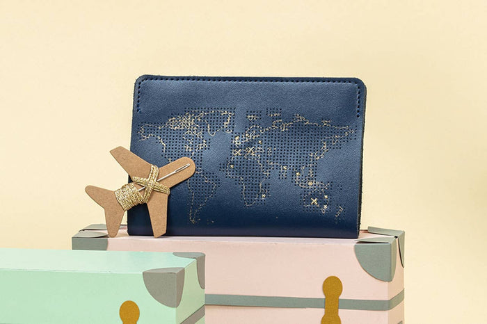 Stitch Where You've Been Passport Cover Kit - Navy Leather