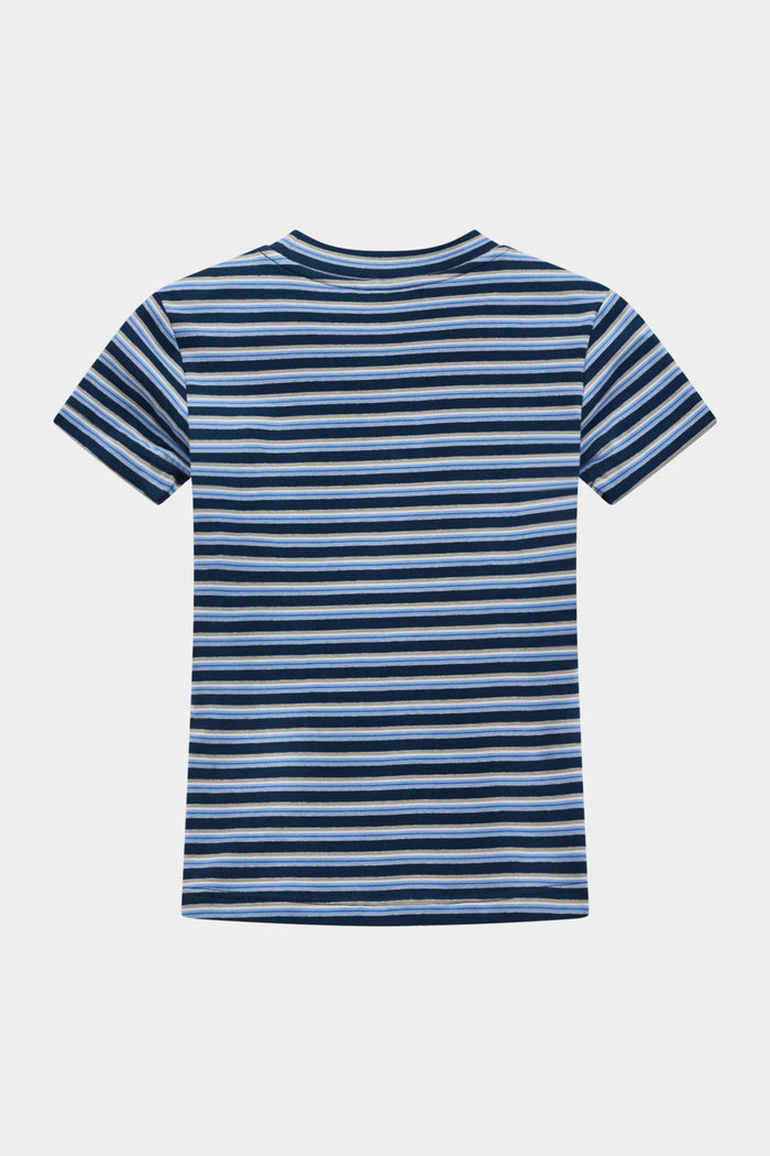 STRIPE BRUSHED COTTON BABY TEE - NAVY