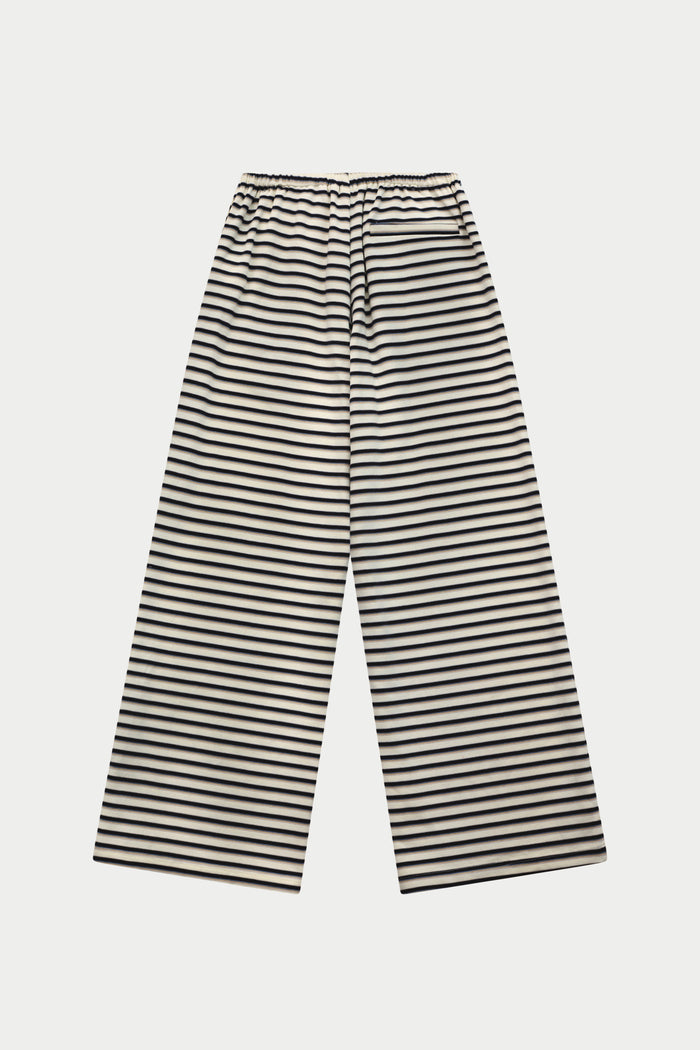 STRIPE BRUSHED COTTON TROUSERS - BEIGE