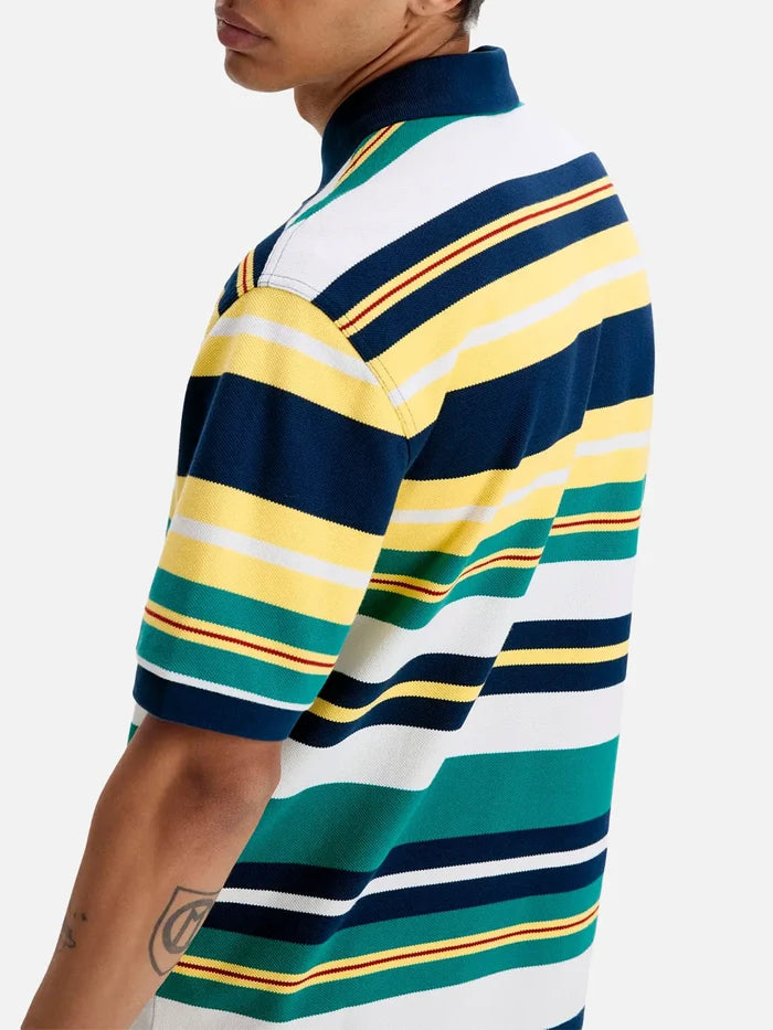 FRED PERRY Striped Relaxed Polo Shirt - Lemon Barley - Polos T-SHIRT