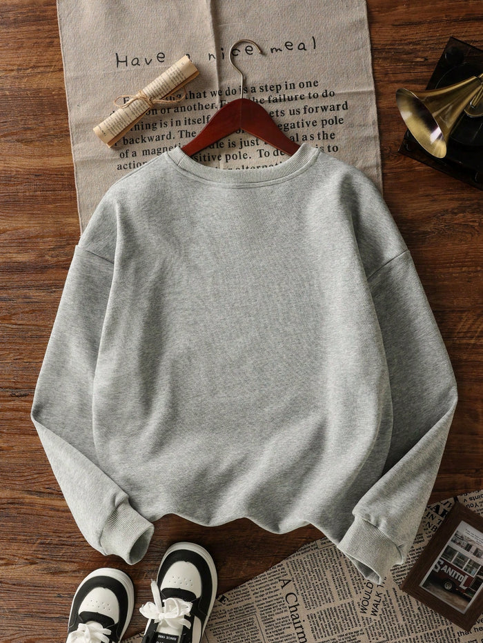 SXV Winter New Simple Ins Style Raccoon Graphic Round Neck Casual Pullover Sweatshirt