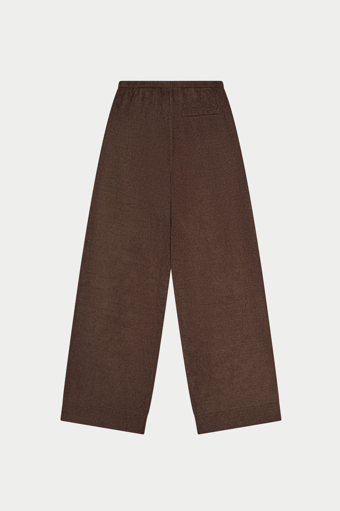TOWELLING RELAXED FIT PANTS - CHOCOLATE