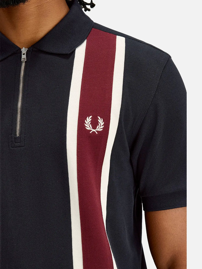 FRED PERRY Tramline Polo Shirt - Black - Polos T-SHIRT