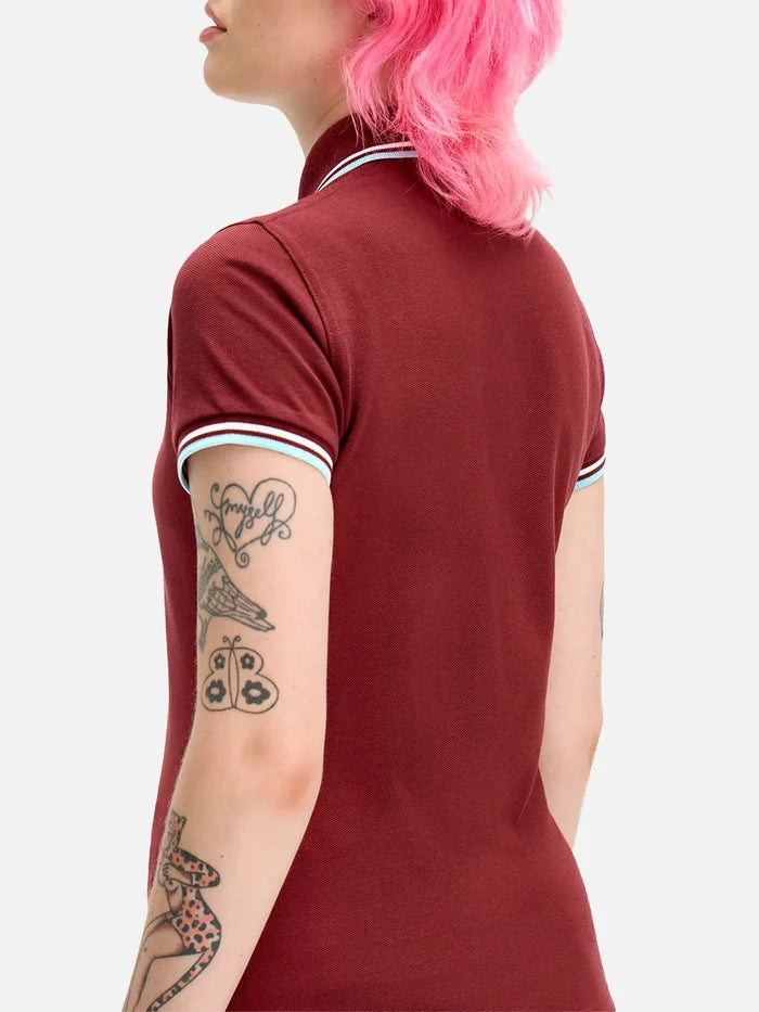 FRED PERRY Twin Tipped Shirt - Maroon/White - Polos T-SHIRT