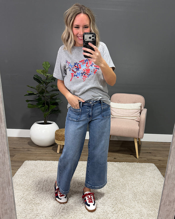 United States Bow Map Heather Gray Tee SALE Kissed Apparel