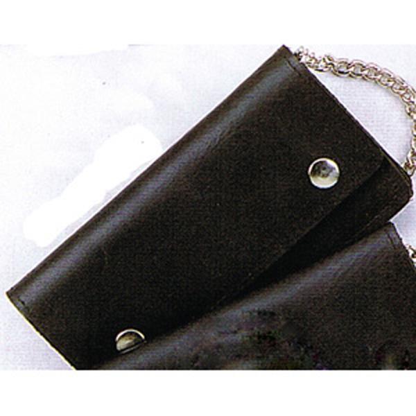 USA-Made BW829-23 7" Oil Tanned Wallet Black: 7 inch oil tanned biker wallet with chain