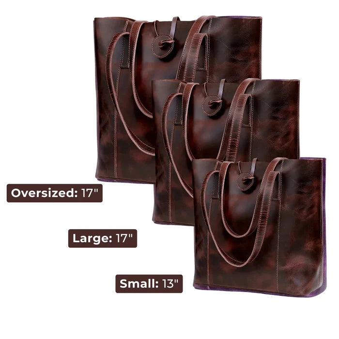 Verona Leather Tote Bag for Women - Burgundy